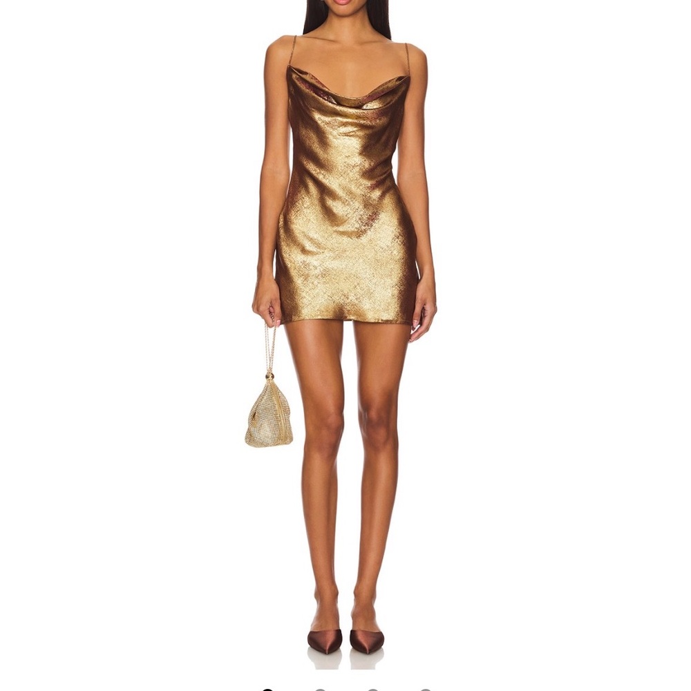 Superdown Metallic Gold Mini Dress